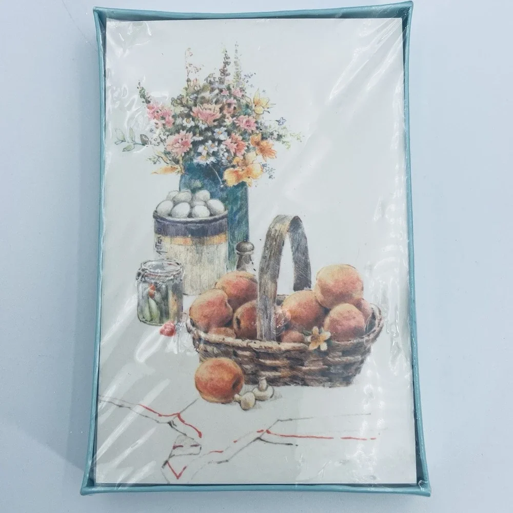 Hallmark Farmhouse Floral Fruit Pattern 8 Note Cards & Envelopes‎ Vintage New